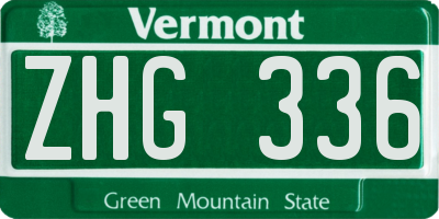 VT license plate ZHG336