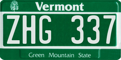 VT license plate ZHG337