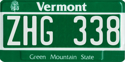 VT license plate ZHG338