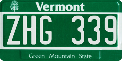VT license plate ZHG339