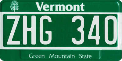 VT license plate ZHG340