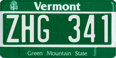VT license plate ZHG341