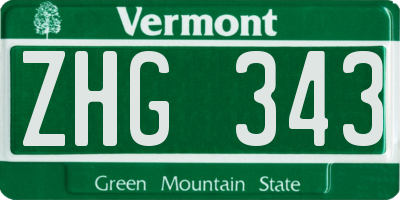 VT license plate ZHG343