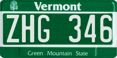 VT license plate ZHG346