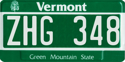 VT license plate ZHG348