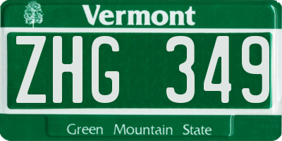 VT license plate ZHG349
