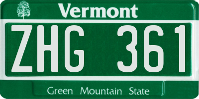 VT license plate ZHG361