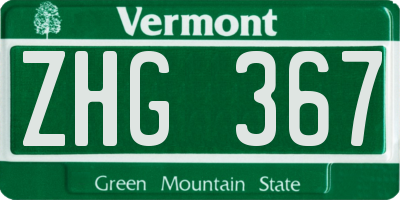 VT license plate ZHG367