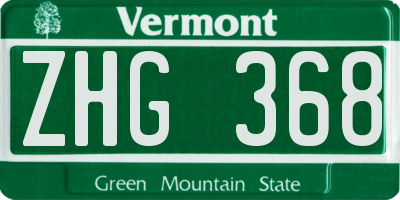VT license plate ZHG368
