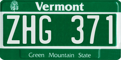 VT license plate ZHG371