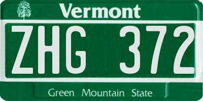 VT license plate ZHG372