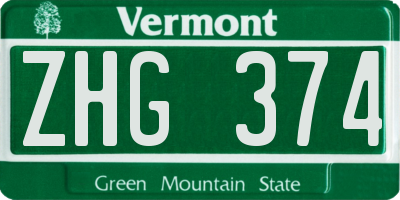 VT license plate ZHG374