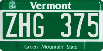 VT license plate ZHG375