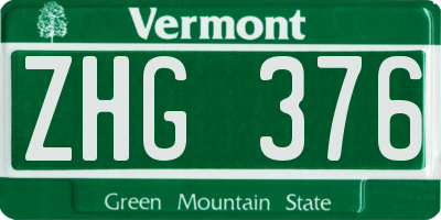 VT license plate ZHG376