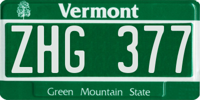VT license plate ZHG377