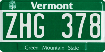 VT license plate ZHG378