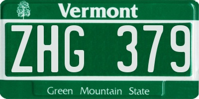 VT license plate ZHG379