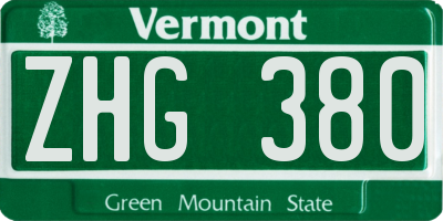 VT license plate ZHG380
