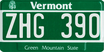 VT license plate ZHG390