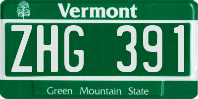 VT license plate ZHG391