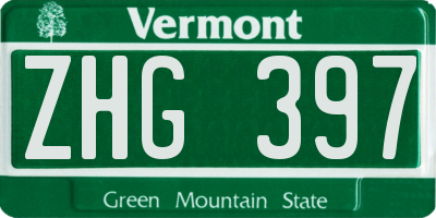 VT license plate ZHG397