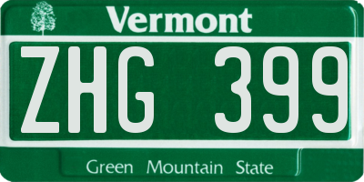 VT license plate ZHG399