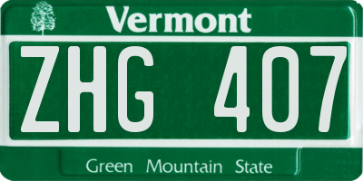 VT license plate ZHG407