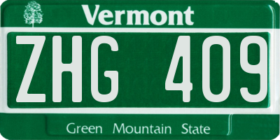 VT license plate ZHG409