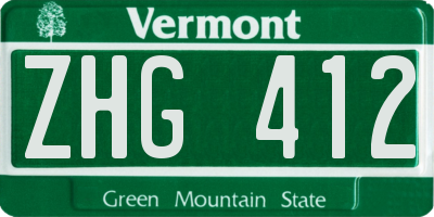VT license plate ZHG412