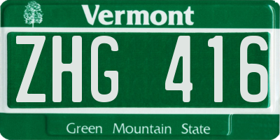 VT license plate ZHG416
