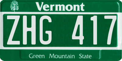 VT license plate ZHG417