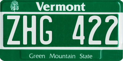 VT license plate ZHG422