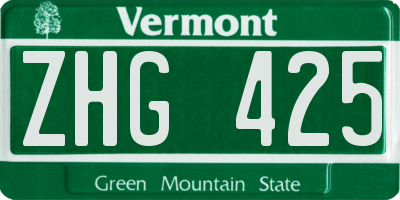 VT license plate ZHG425
