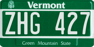 VT license plate ZHG427