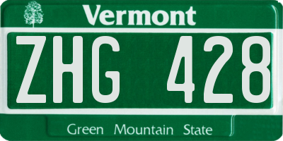 VT license plate ZHG428