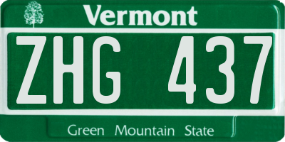 VT license plate ZHG437