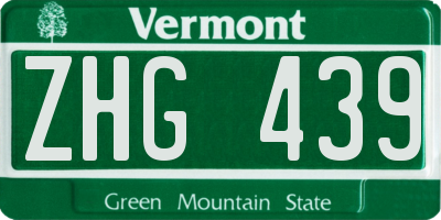 VT license plate ZHG439