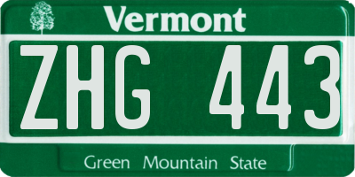 VT license plate ZHG443