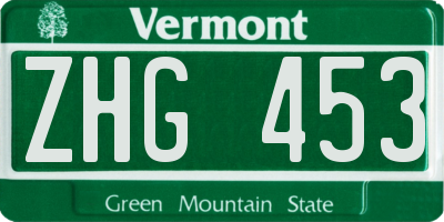 VT license plate ZHG453