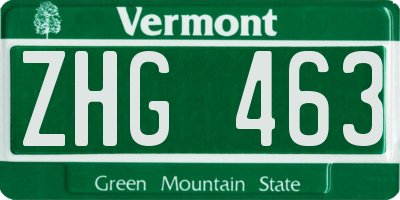 VT license plate ZHG463