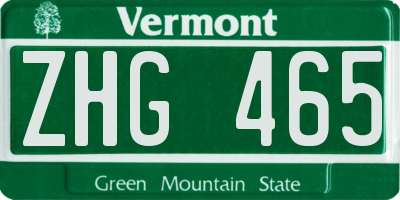 VT license plate ZHG465