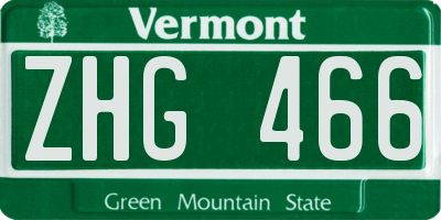 VT license plate ZHG466