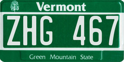 VT license plate ZHG467