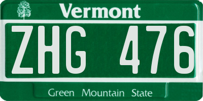 VT license plate ZHG476