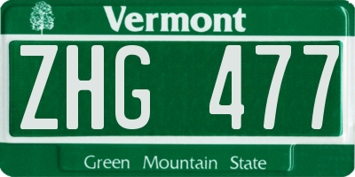 VT license plate ZHG477