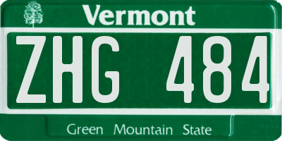 VT license plate ZHG484