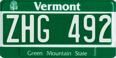 VT license plate ZHG492