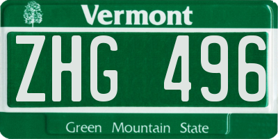 VT license plate ZHG496