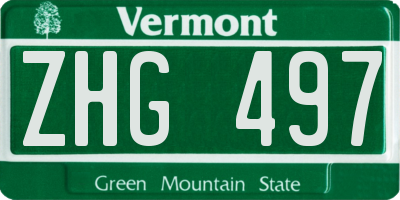 VT license plate ZHG497