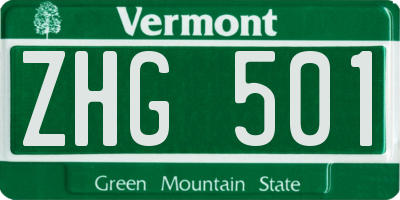 VT license plate ZHG501